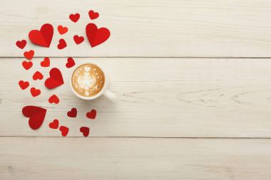 Sevgililer günü arka plan, kopya alanı ile ahşap el yapımı Kalpler