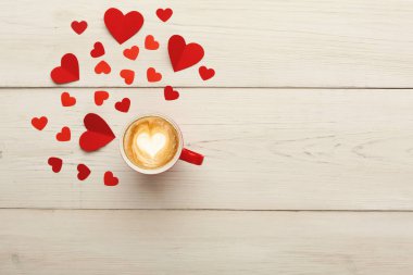 Sevgililer günü arka plan, kopya alanı ile ahşap el yapımı Kalpler