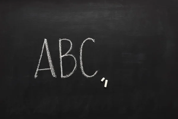 English abc written by chalk on blackboard — Stock Photo, Image