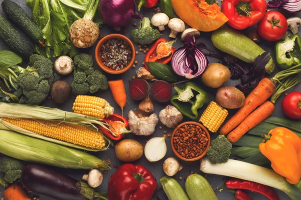 Fondo fresco de verduras brillantes — Foto de Stock