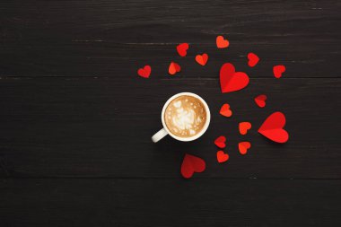 Sevgililer günü arka plan, kopya alanı ile ahşap el yapımı Kalpler