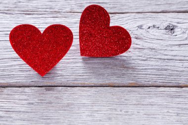 Sevgililer günü arka plan, kopya alanı ile ahşap el yapımı Kalpler