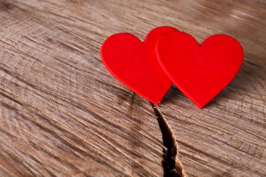 Sevgililer günü arka plan, Wood, kopya alanı el yapımı Kalpler