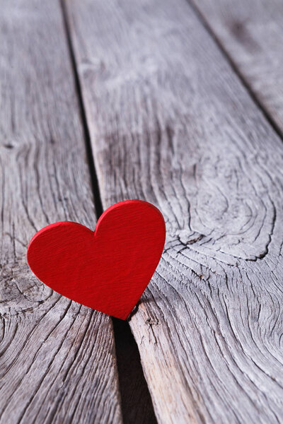 Valentine day, paper heart on wood background, copy space