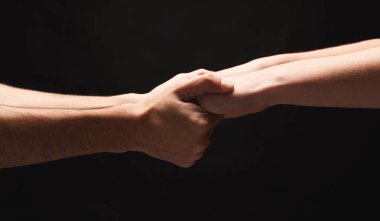 Eller erkek ve kadın siyah izole aşık