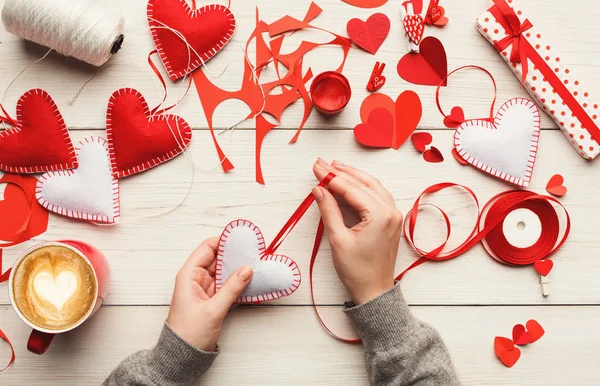 Valentine dag hand gemaakte giften achtergrond — Stockfoto