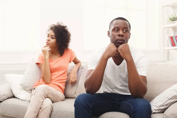 Young black couple quarreling at home — Stock Photo, Image