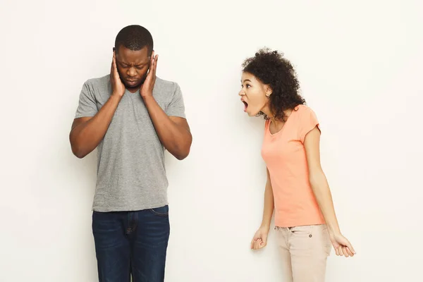 Break up, angry couple shouting at each other