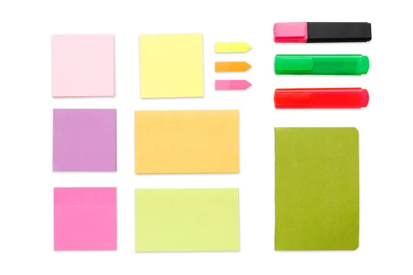 Top view of colorful office and school stationery, isolated on white — Stock Photo, Image