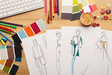 Hand drawn sketches for new fashion collection clipart