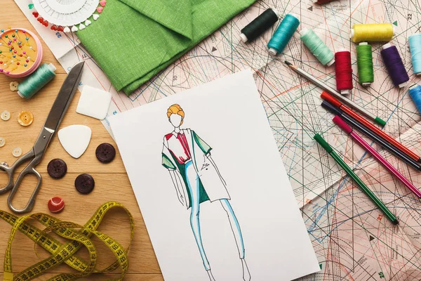 Esquisses dessinées à la main pour la nouvelle collection de mode — Photo