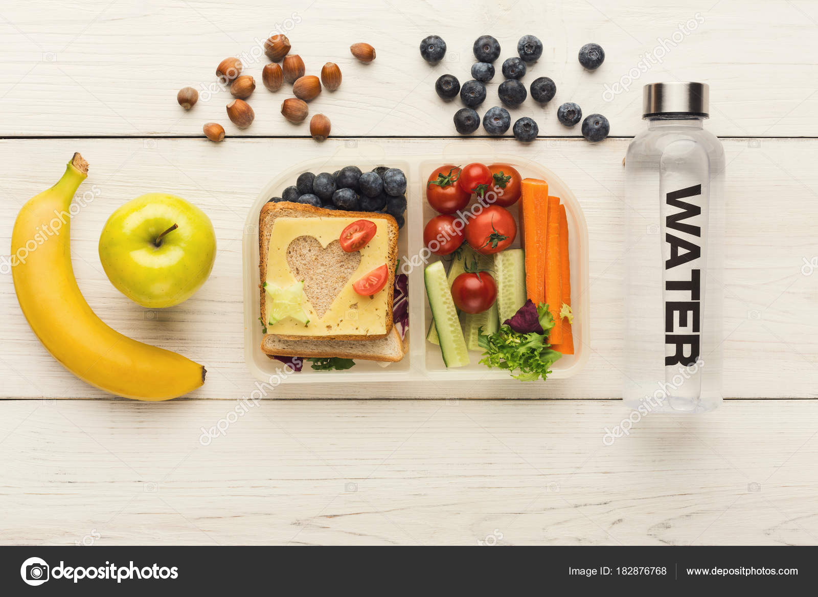 Lunch boxes for kid. Healthy snack for school dinner Stock Photo by