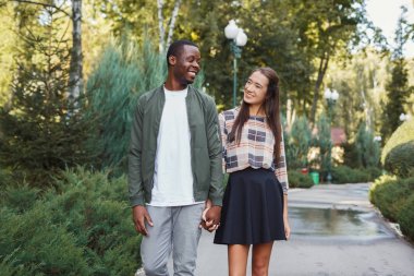 Çok ırklı kaç aşk içinde Parkta yürümek