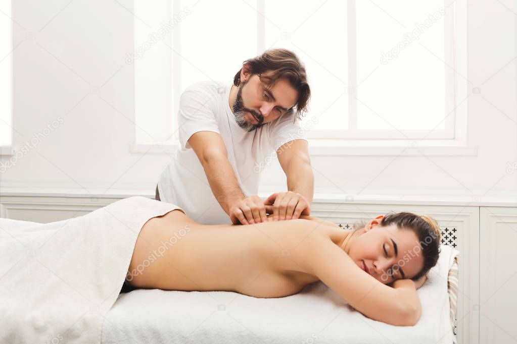 Classical body massage at physiotherapist office