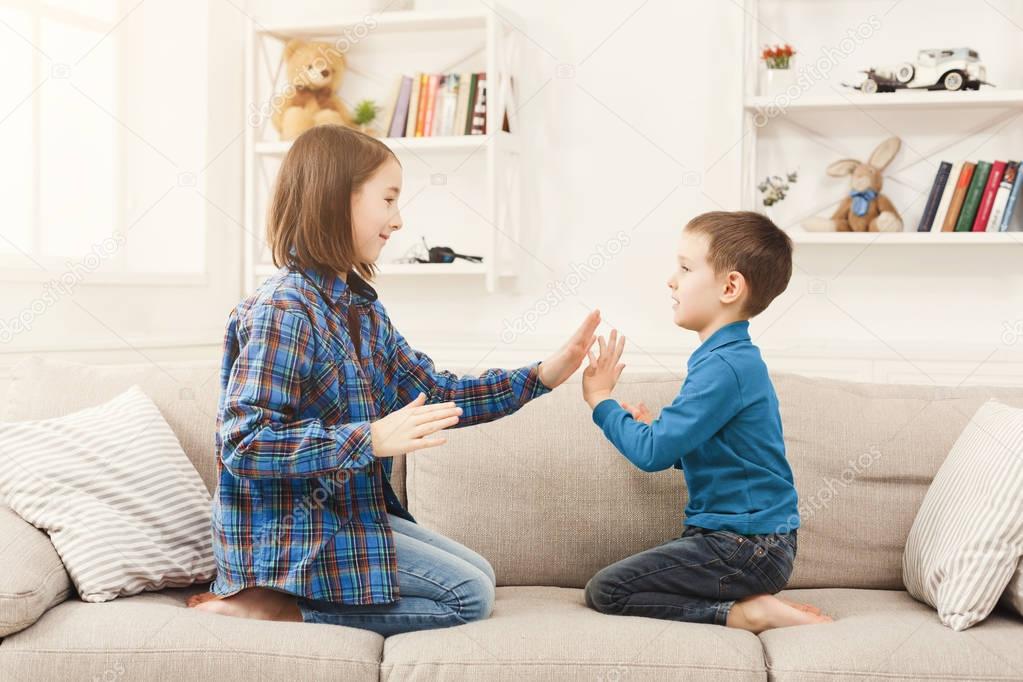Play clapping hands together, children game
