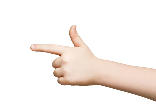 Kid ruku s ukazováčkem, samostatný — Stock fotografie