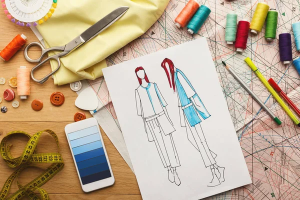Hand drawn sketches for new fashion collection — Stock Photo, Image