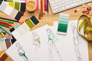 Hand drawn sketches for new fashion collection clipart