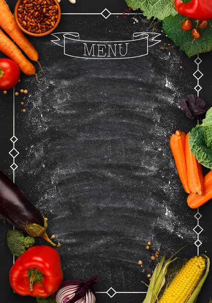Pizarra negra como maqueta para el menú del restaurante —  Fotos de Stock