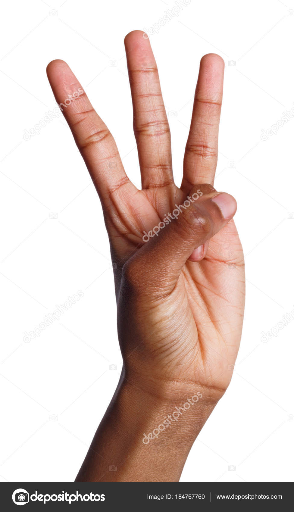 Black hand shows number three isolated Stock Photo by ©Milkos 184767760