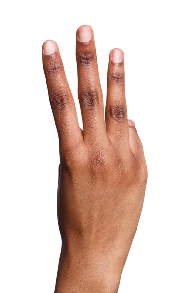 Kara el gösterir üç izole numara — Stok fotoğraf