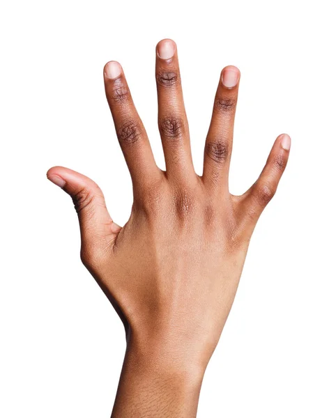 Black hand shows number five isolated — Stock Photo, Image