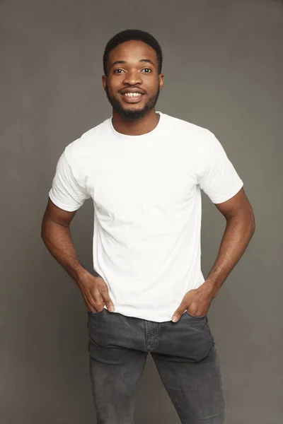 Happy young black man portrait at studio background. — Stock Photo, Image