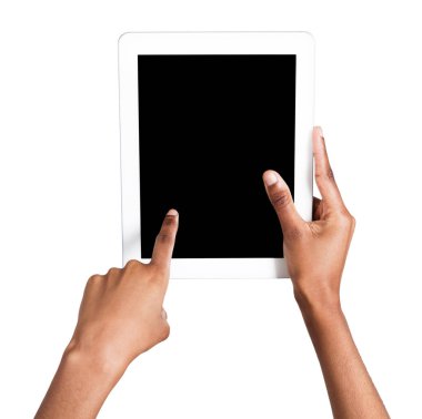 Holding ve boş ekran tablet işaret