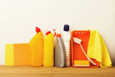 Colorful group of cleaning supplies clipart