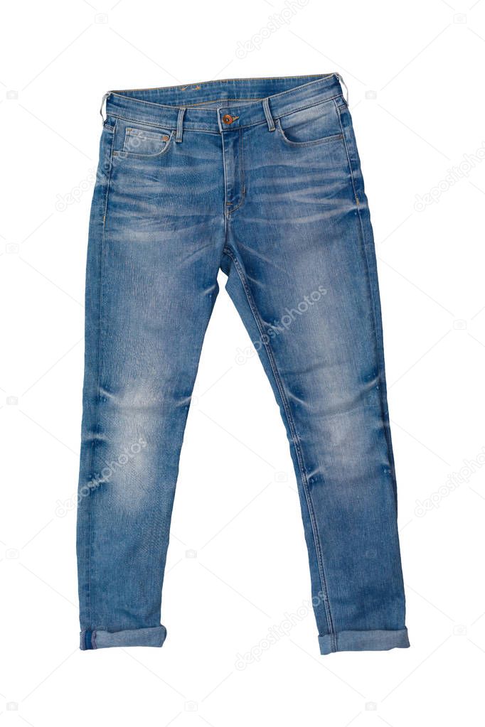 Blue jeans isolated on the white background