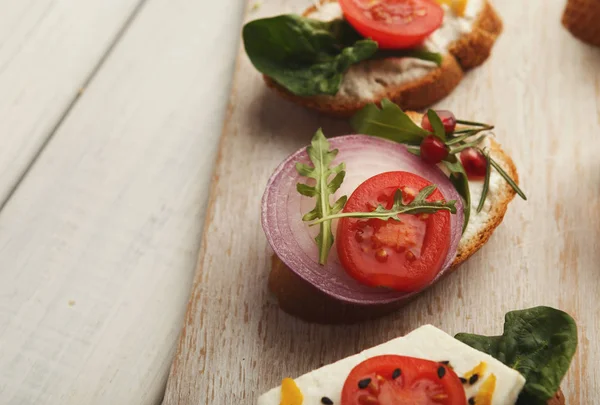 Variety of healthy vegetarian sandwiches — Stock Photo, Image