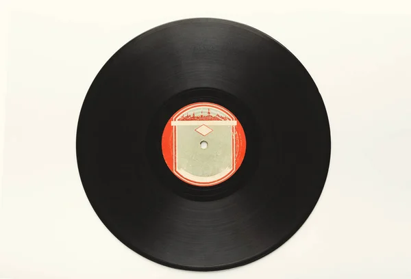 Starý retro vinyl záznam izolovaných na bílém pozadí, pohled shora — Stock fotografie