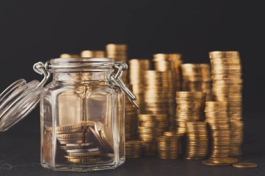 Para tasarrufu, kopya alanı için paralar Cam Kavanoz