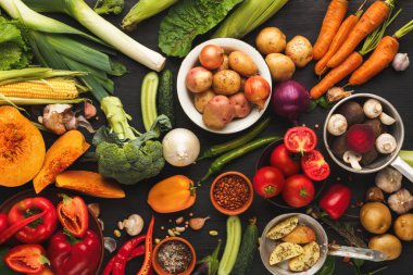 Renkli taze organik sebze arka plan