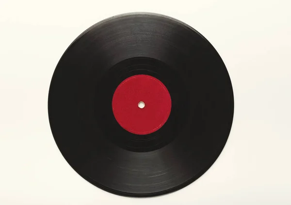 Antiguo disco de vinilo retro aislado sobre fondo blanco, vista superior — Foto de Stock
