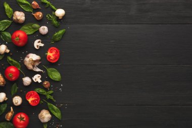 Taze domates ve sarımsak, kopya alanı kenarlığı