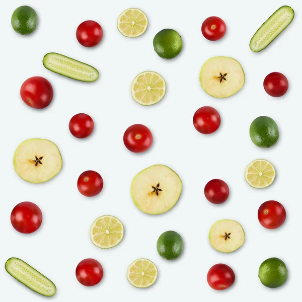 Fondo alimentario y patrón de frutas y verduras — Foto de Stock
