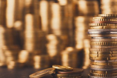 Altın madeni para yığınları, zengin para arka plan