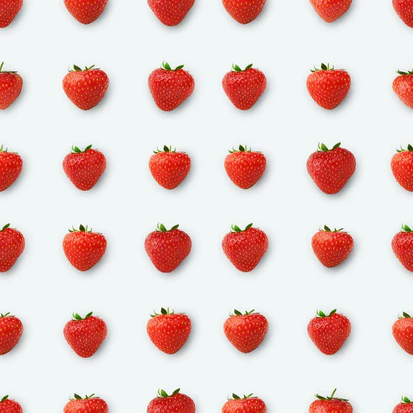 만든 패턴 딸기, 평면도, 흰색 절연 — 스톡 사진