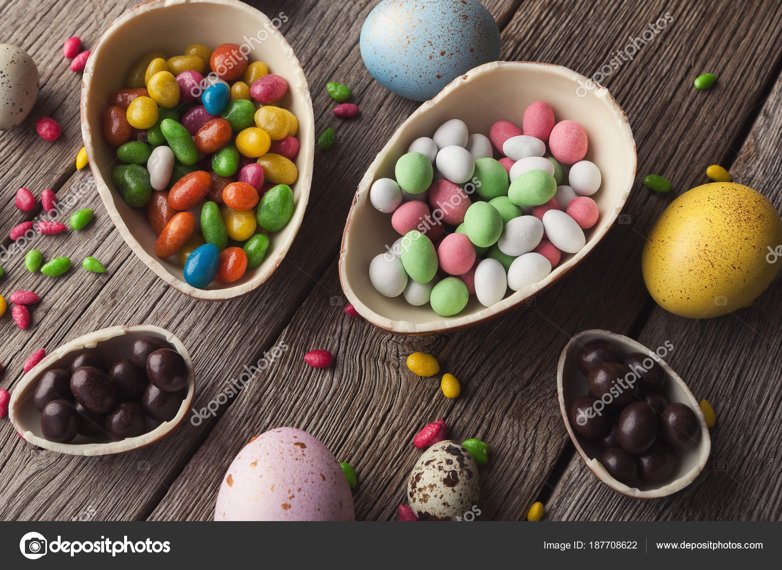 Download Colorful Easter Eggs And Sprinkles On Black Background Stock Photo Image By C Milkos 187708622