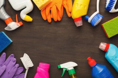 Arka plan kat Hizmetleri çeşitli temizlik malzemeleri