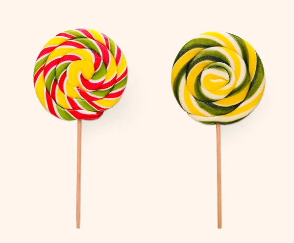 Spiral lollipops on white background. Colorful candies, isolated — Stock Photo, Image