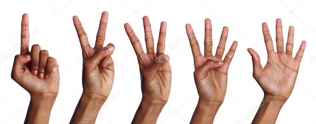 Collage of african-american hands counting