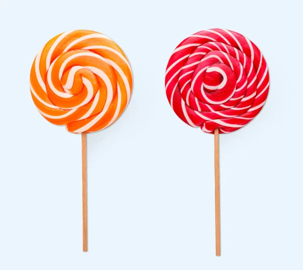 Spiral lollipops on white background. Colorful candies, isolated — Stock Photo, Image