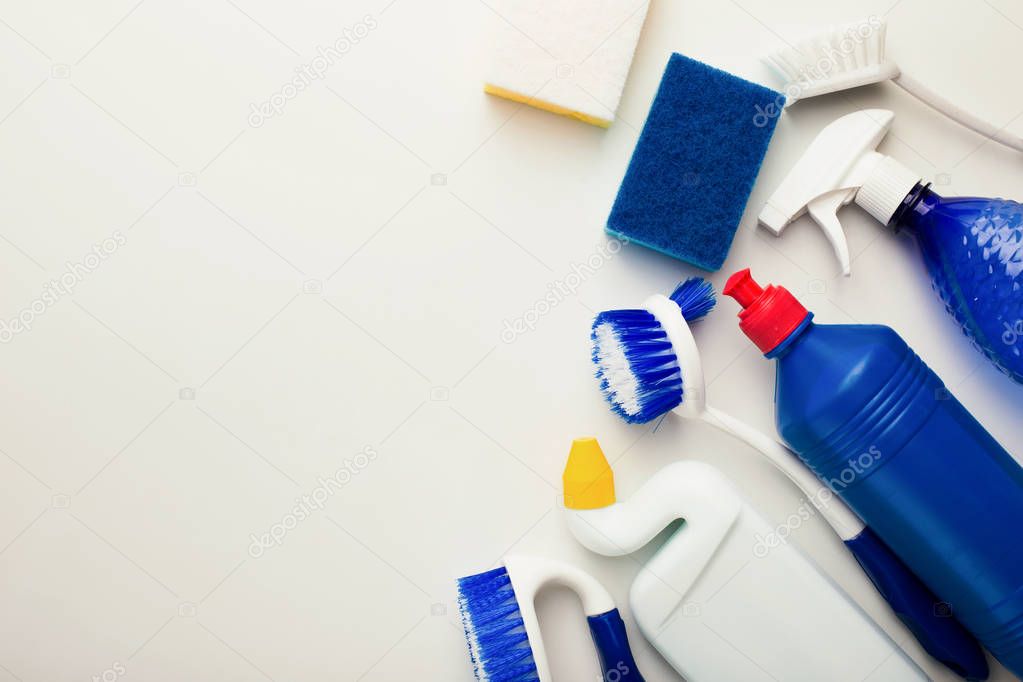 Cleaning supplies and products for home tidying up