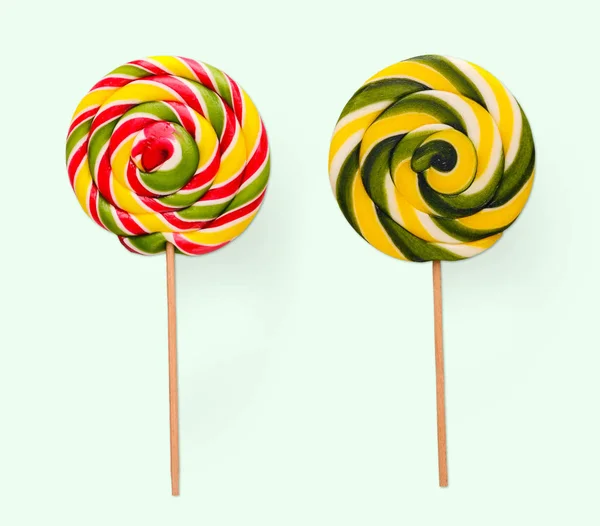 Spiral lollipops on white background. Colorful candies, isolated — Stock Photo, Image