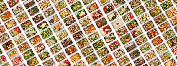 Conjunto de cajas de comida para llevar en fondo blanco —  Fotos de Stock