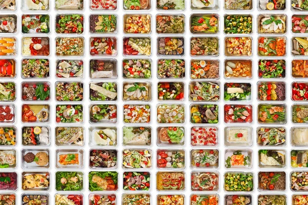 Conjunto de levar caixas de comida no fundo branco — Fotografia de Stock