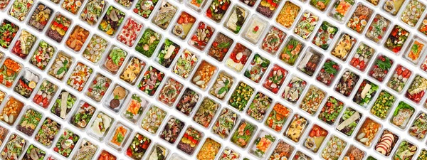 Set of take away food boxes at white background — Stock Photo, Image