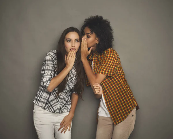Young woman telling her friend some secrets — Stock Photo, Image